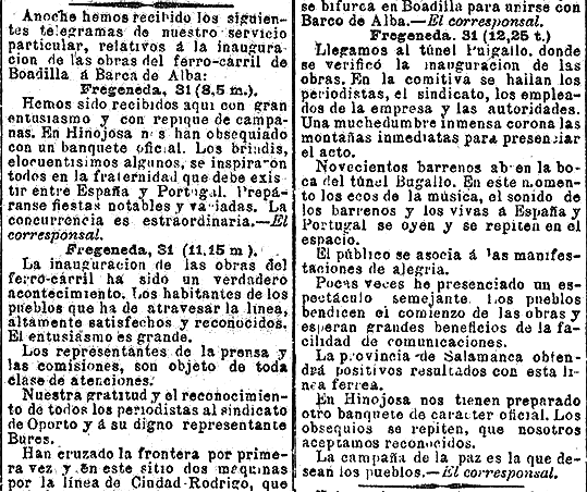 Inauguración línea Fregeneda