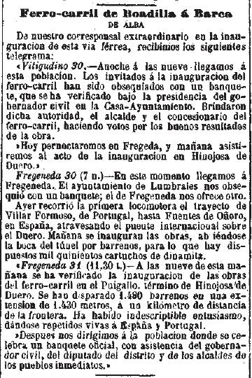 Inauguración línea Fregeneda