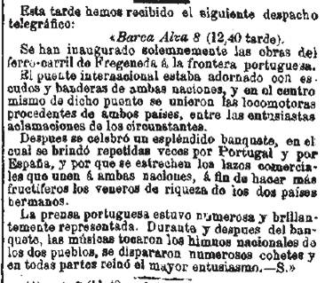 Inauguración línea Fregeneda