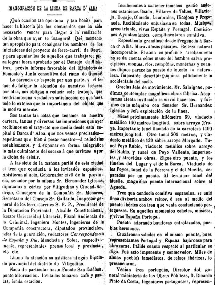 Inauguración línea Fregeneda